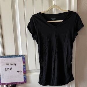 Motherhood Maternity Black V-Neck Short Sleeve Tee